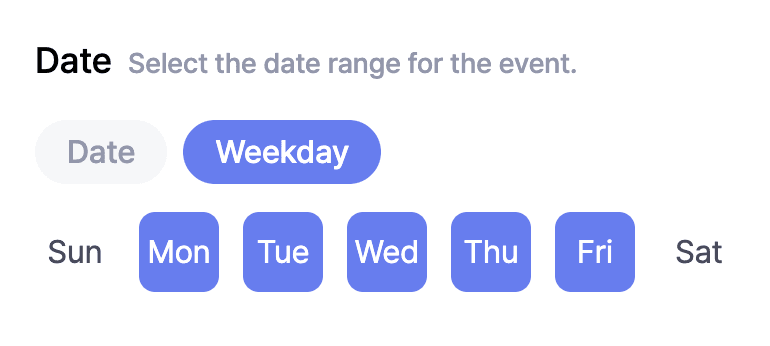 Weekday mode with candidate weekday buttons selected